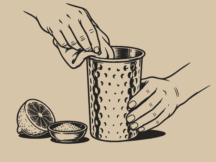 Reinige den Becher zuerst