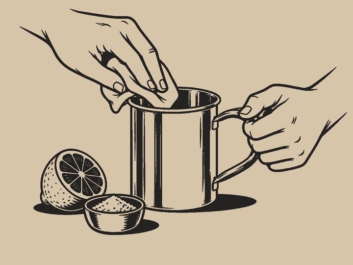 Reinige die Tasse zuerst
