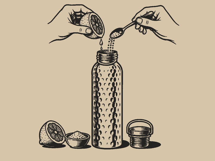Reinige die Flasche zuerst