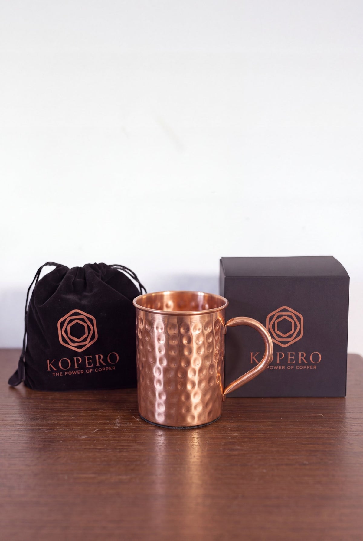 Kopero Kupfertasse Gehämmert mit Samtbeutel und Geschenkbox
