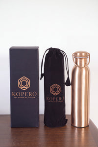 Kopero Kupferflasche Glatt mit Samtbeutel und Geschenkbox