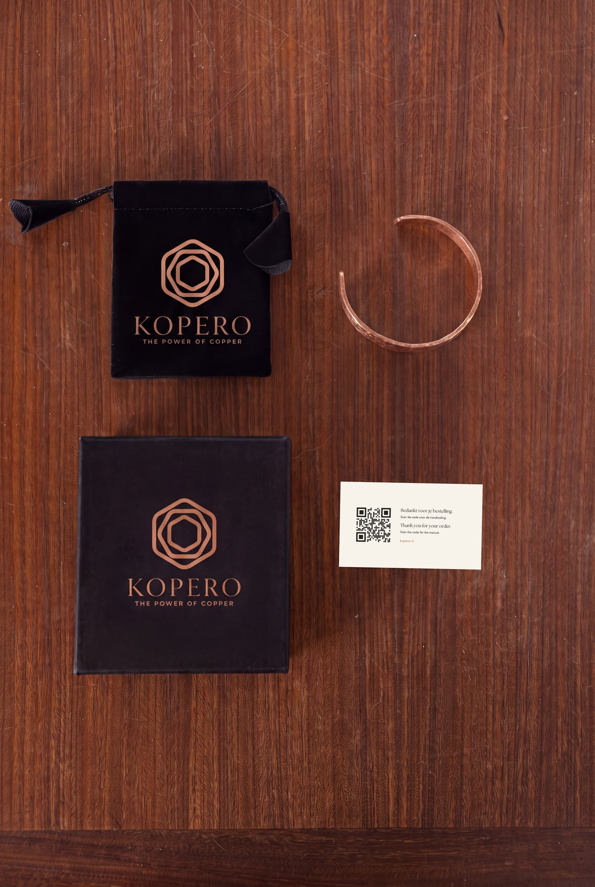 Kopero Premium Kupferarmband Gehämmert, mit Samtbeutel, Schachtel und Dankeskarte