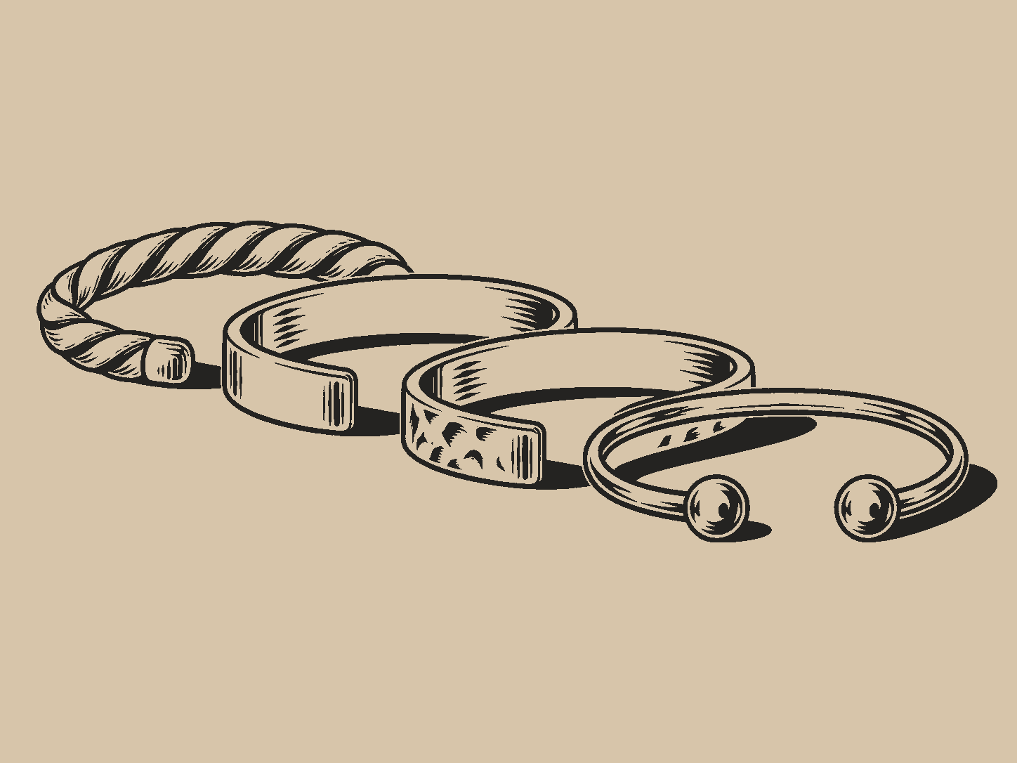 Armbänder: Vier Oberflächen